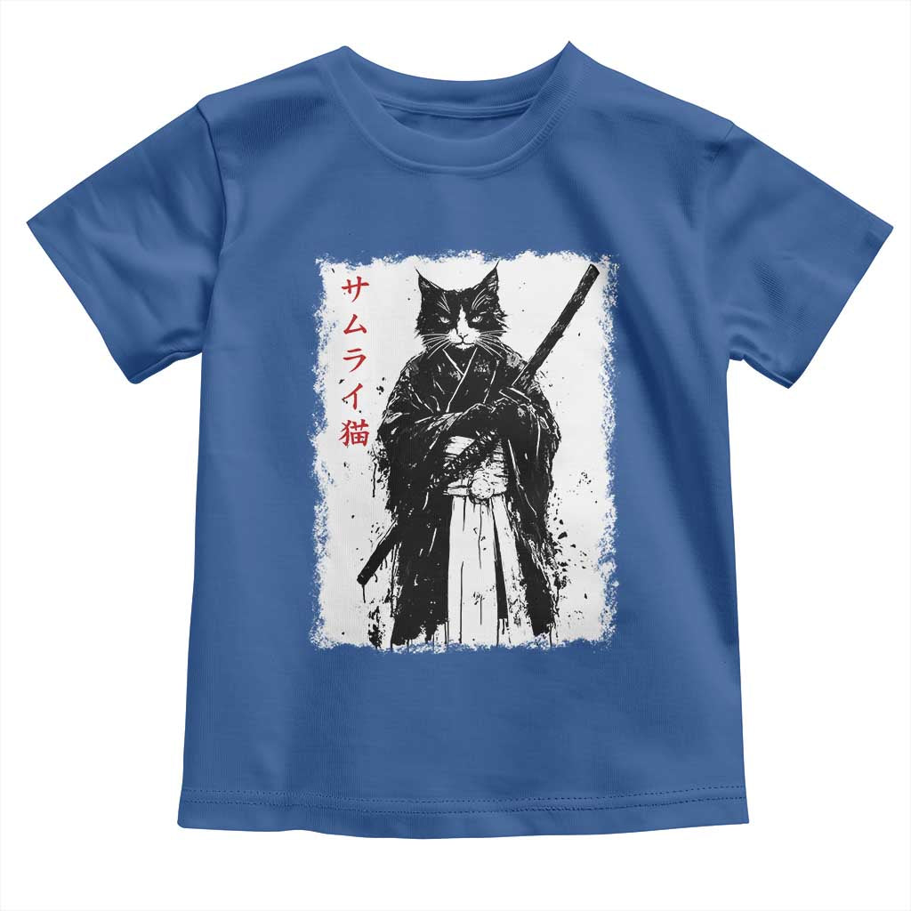 Japanese Samurai Cat Toddler T Shirt Retro Vintage Ukiyo-e Warrior Art Graphic
