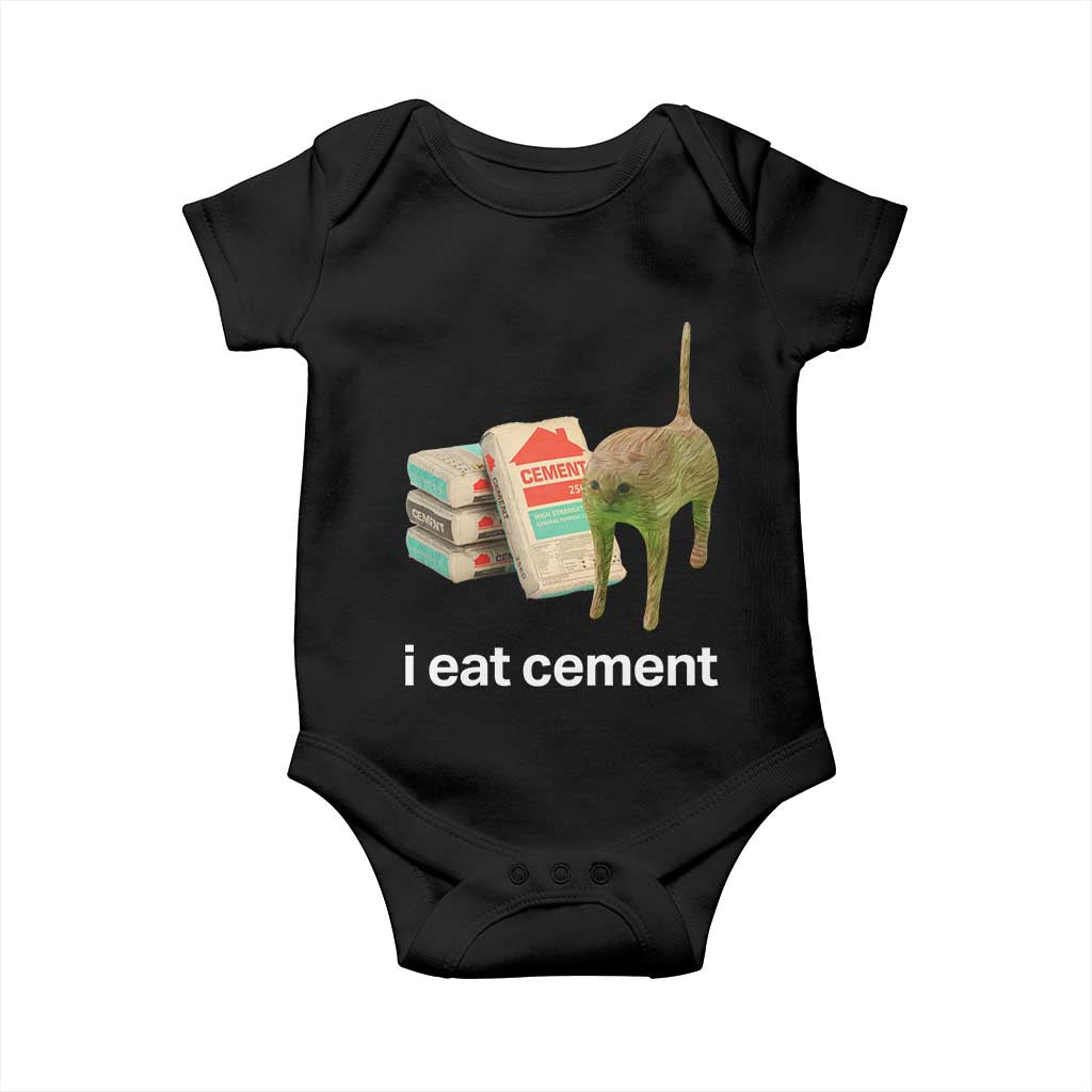 Funny Cursed Cat Meme Baby Onesie I Eat Cement Oddly Specific Dank Meme