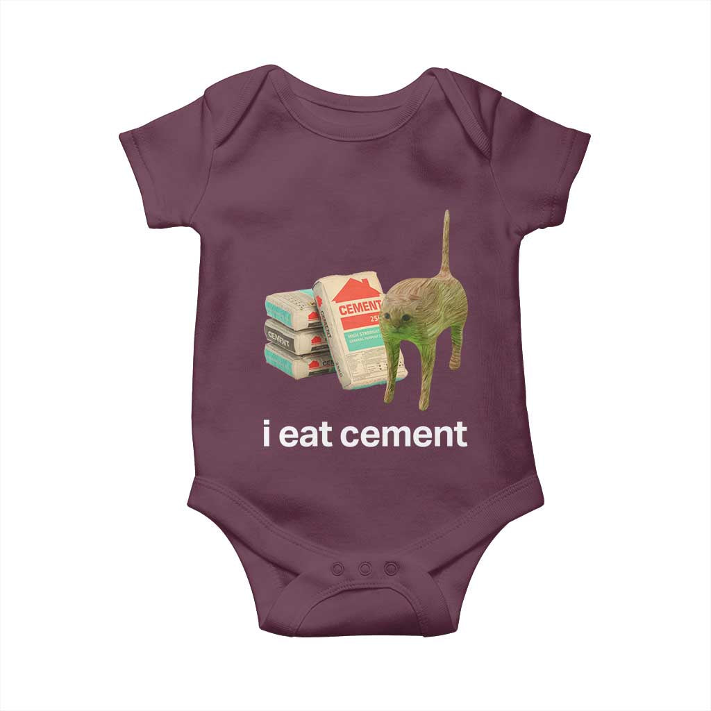 Funny Cursed Cat Meme Baby Onesie I Eat Cement Oddly Specific Dank Meme