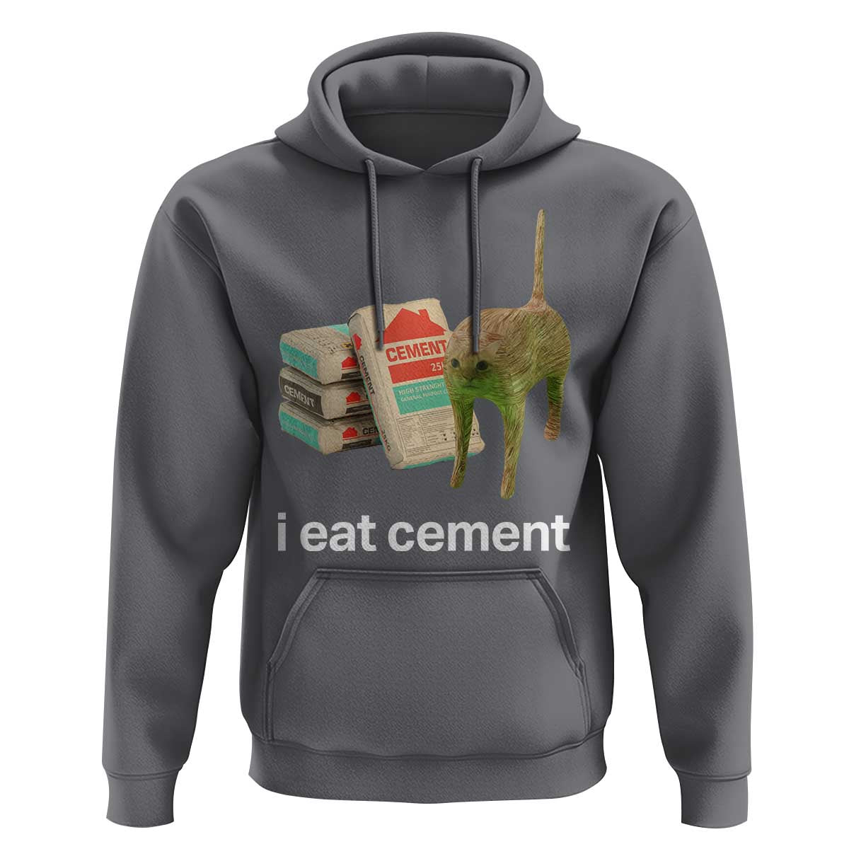 Funny Cursed Cat Meme Hoodie I Eat Cement Oddly Specific Dank Meme