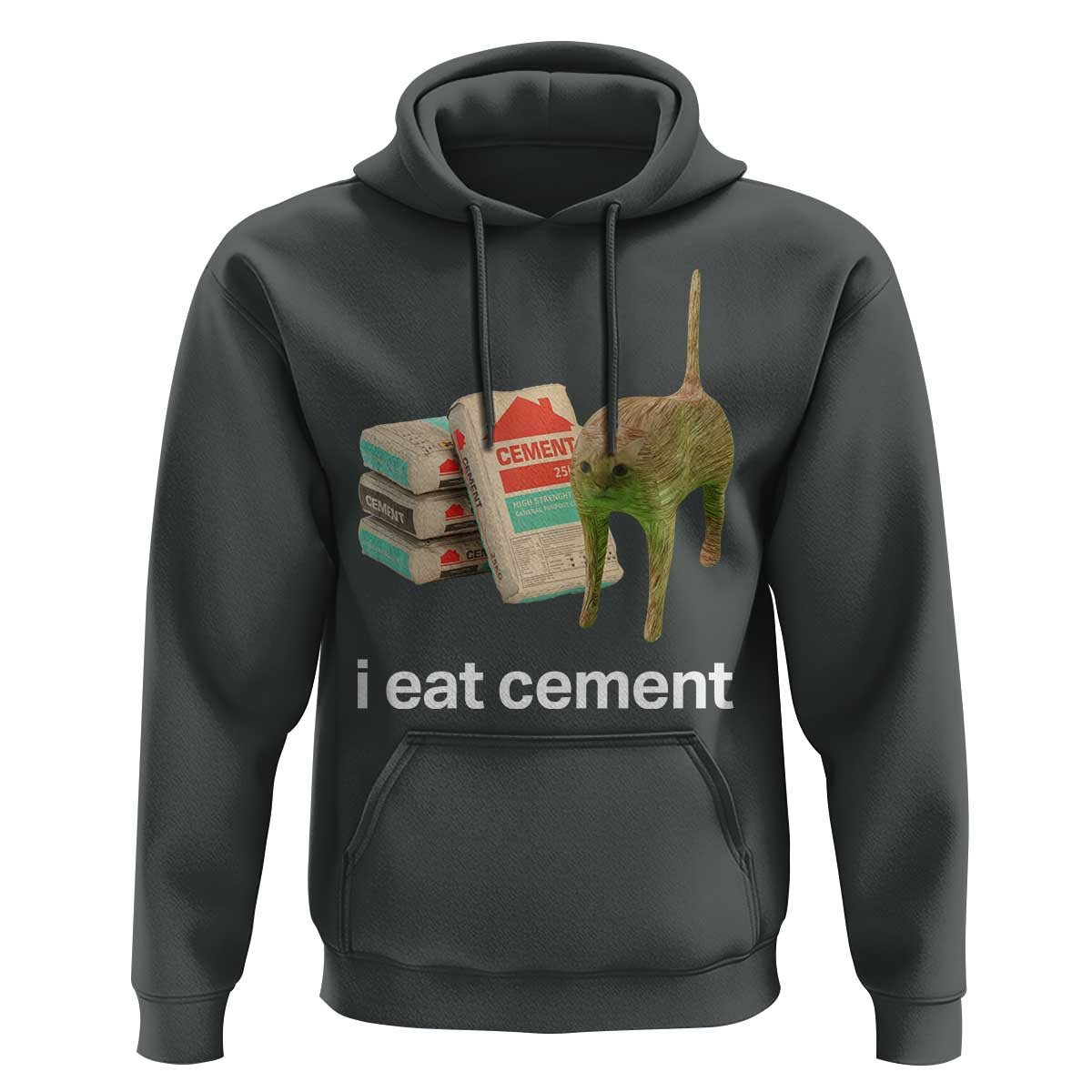 Funny Cursed Cat Meme Hoodie I Eat Cement Oddly Specific Dank Meme