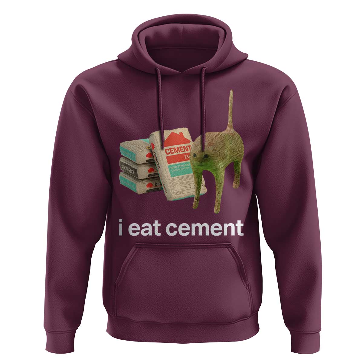 Funny Cursed Cat Meme Hoodie I Eat Cement Oddly Specific Dank Meme