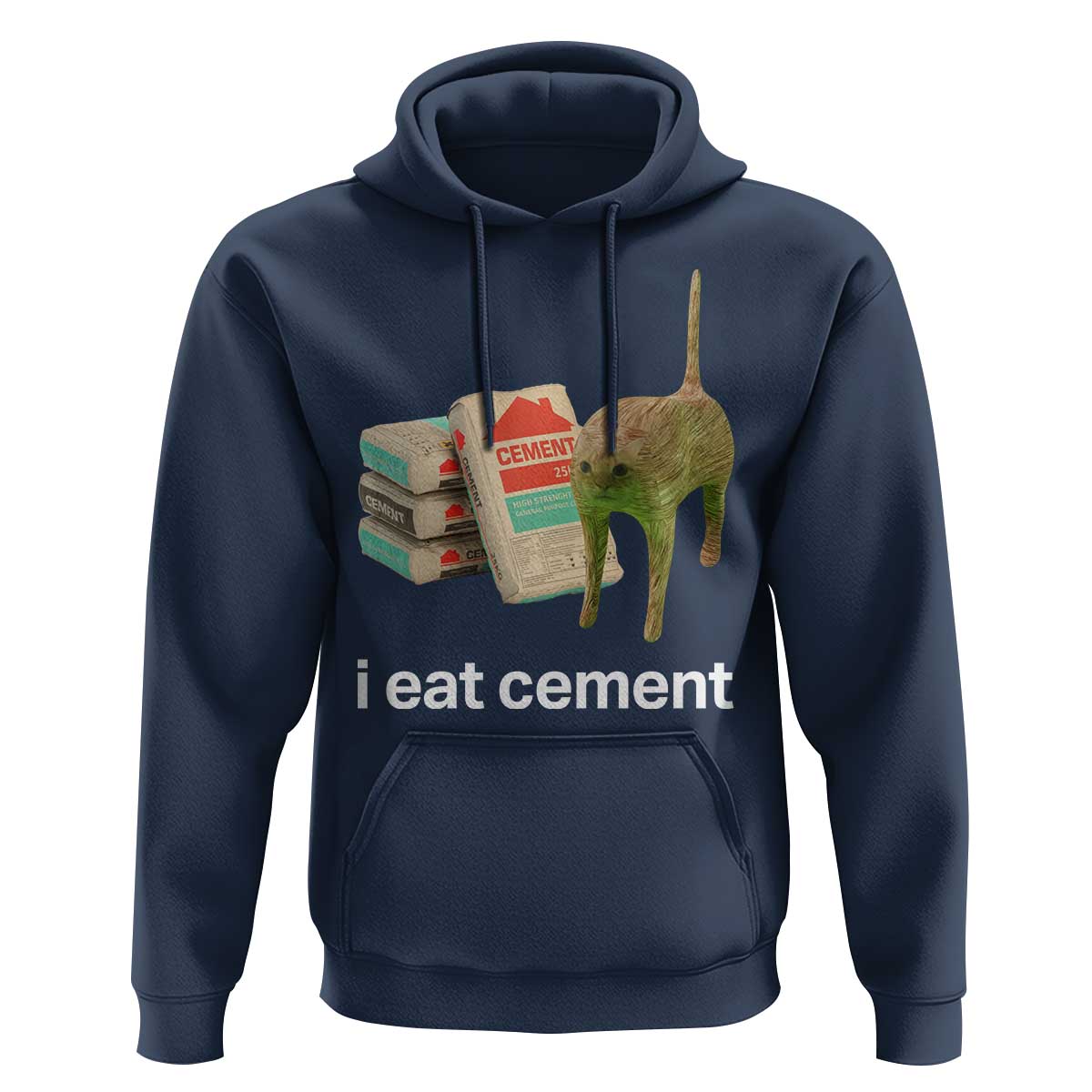 Funny Cursed Cat Meme Hoodie I Eat Cement Oddly Specific Dank Meme