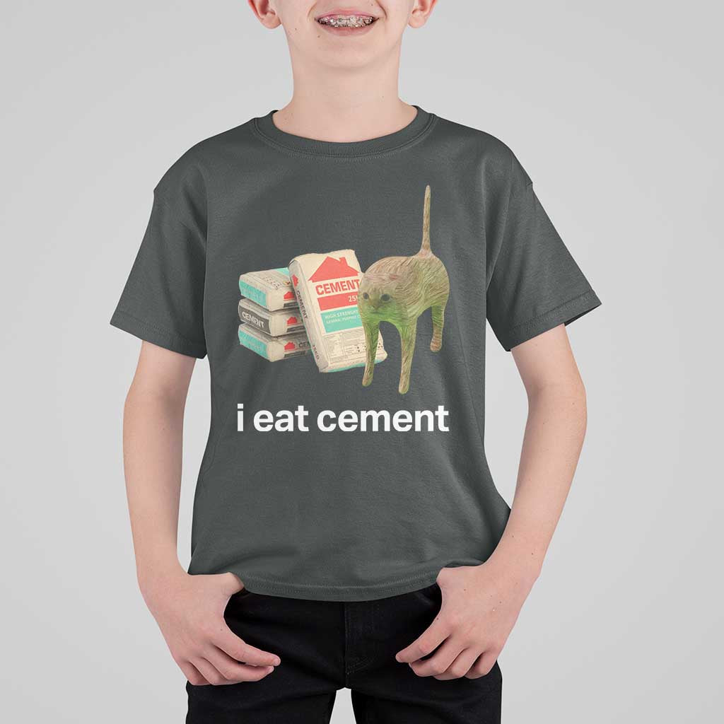 Funny Cursed Cat Meme T Shirt For Kid I Eat Cement Oddly Specific Dank Meme - Wonder Print Shop