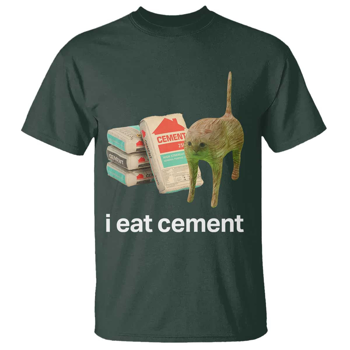 Funny Cursed Cat Meme T Shirt I Eat Cement Oddly Specific Dank Meme - Wonder Print Shop