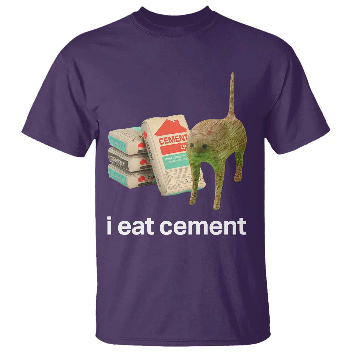 Funny Cursed Cat Meme T Shirt I Eat Cement Oddly Specific Dank Meme - Wonder Print Shop