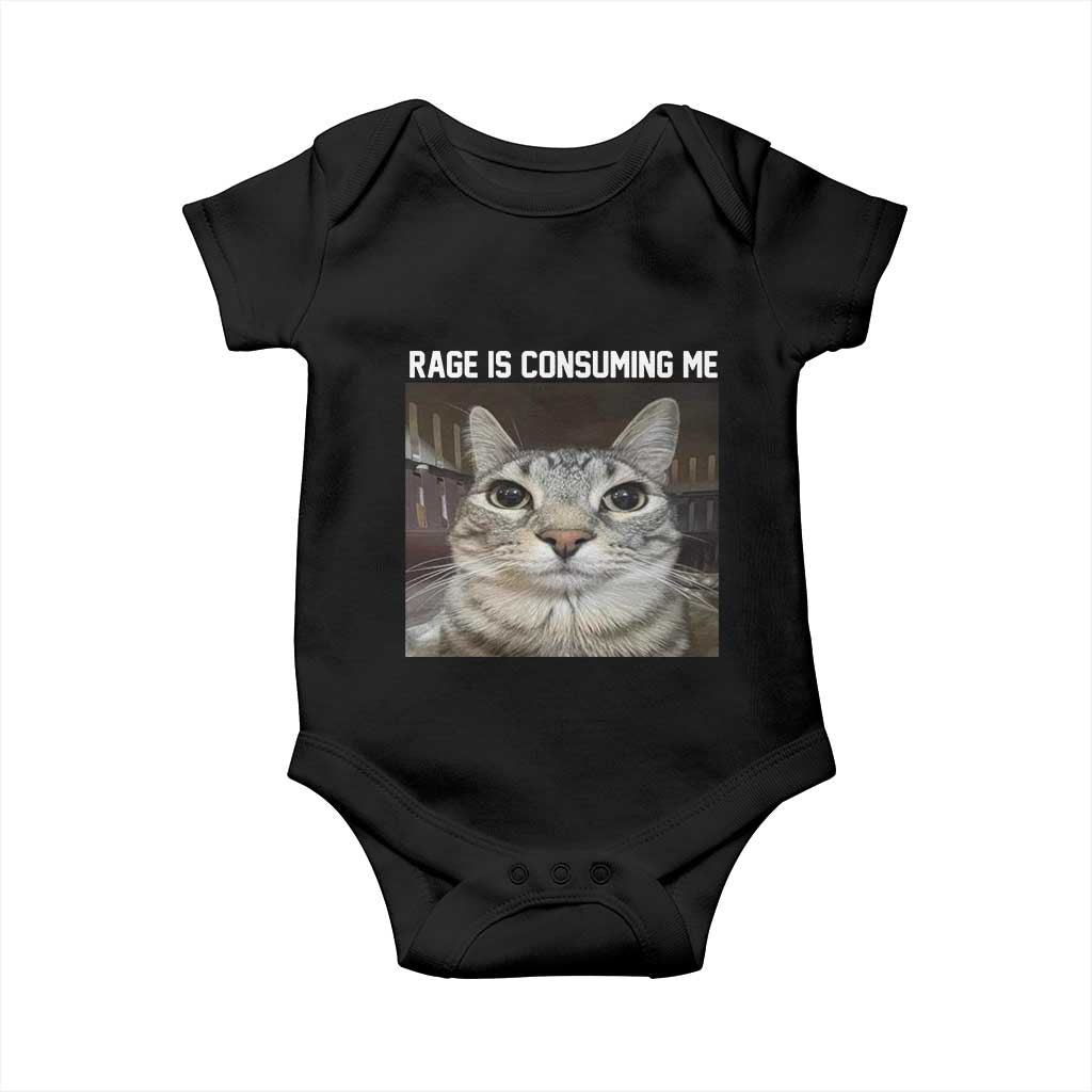 Funny Silly Cat Meme Baby Onesie Rage Is Consuming Me Staring