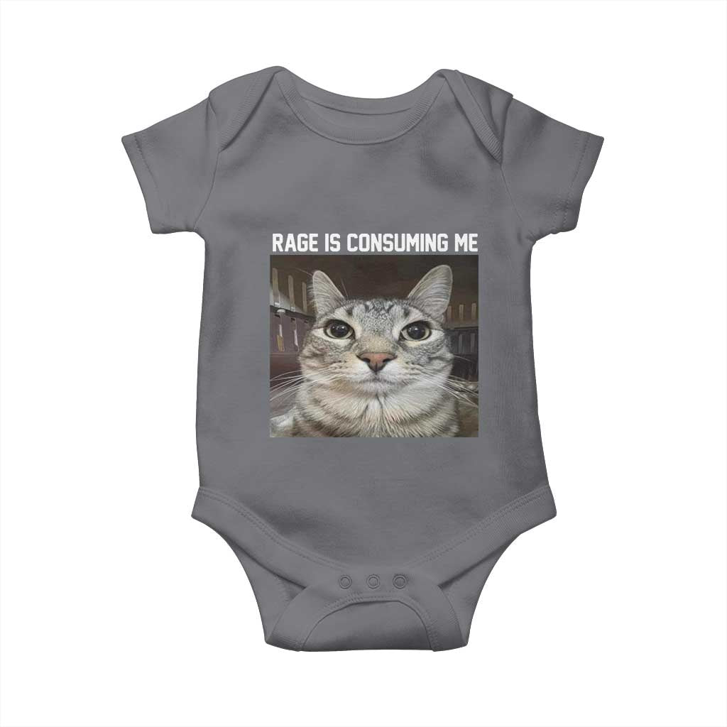 Funny Silly Cat Meme Baby Onesie Rage Is Consuming Me Staring