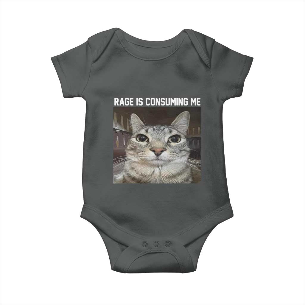 Funny Silly Cat Meme Baby Onesie Rage Is Consuming Me Staring