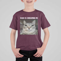 Funny Silly Cat Meme T Shirt For Kid Rage Is Consuming Me Staring - Wonder Print Shop