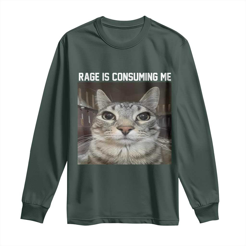 Funny Silly Cat Meme Long Sleeve Shirt Rage Is Consuming Me Staring