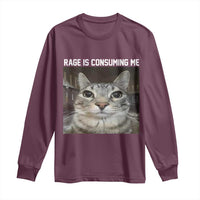 Funny Silly Cat Meme Long Sleeve Shirt Rage Is Consuming Me Staring