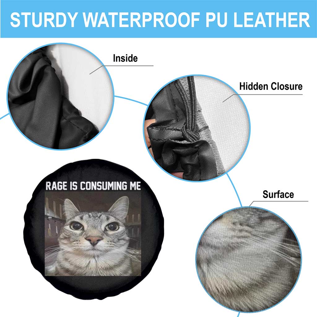 Funny Silly Cat Meme Spare Tire Cover Rage Is Consuming Me Staring