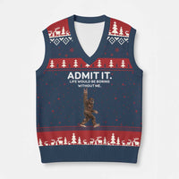 Funny Bigfoot V-Neck Knit Sweater Vest Admit It Life Would Be Boring Without Me Rock Hand - Wonder Print Shop
