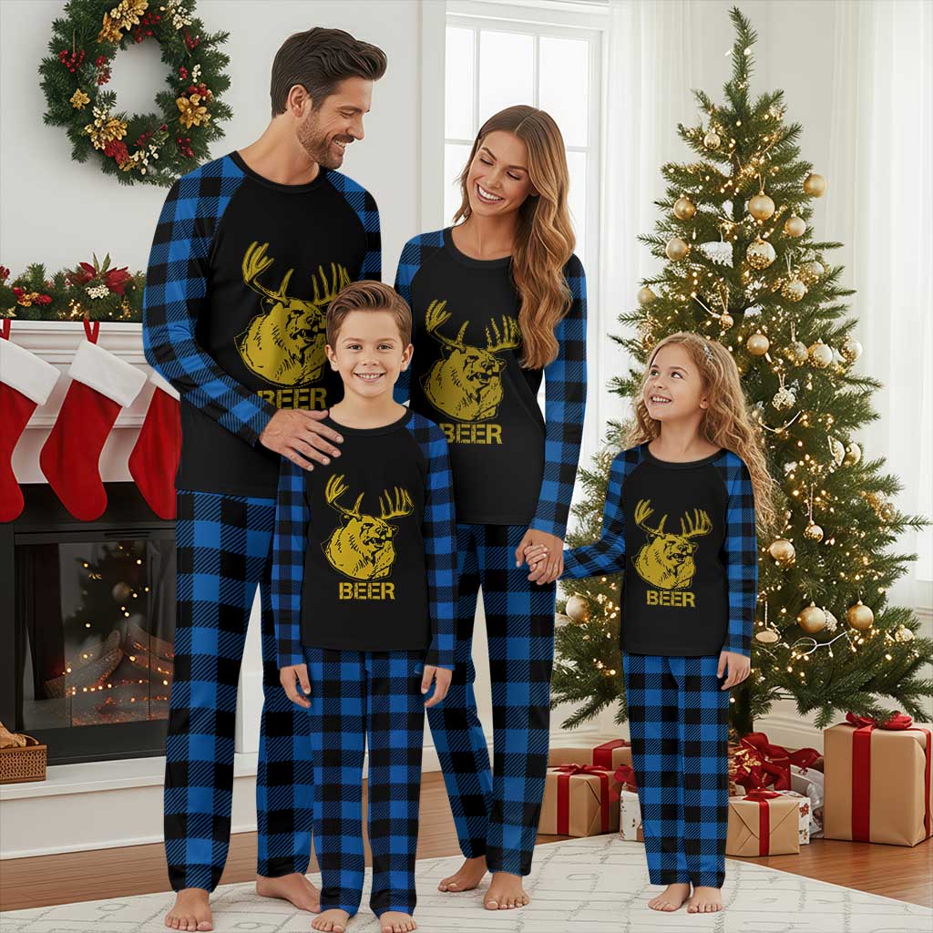 Funny Deer Hunting Plaid Pajama Set Bear Plus Deer Equals Beer USA Hunter - Wonder Print Shop
