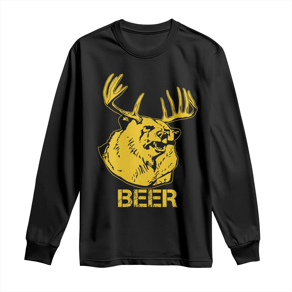 Funny Deer Hunting Long Sleeve Shirt Bear Plus Deer Equals Beer USA Hunter