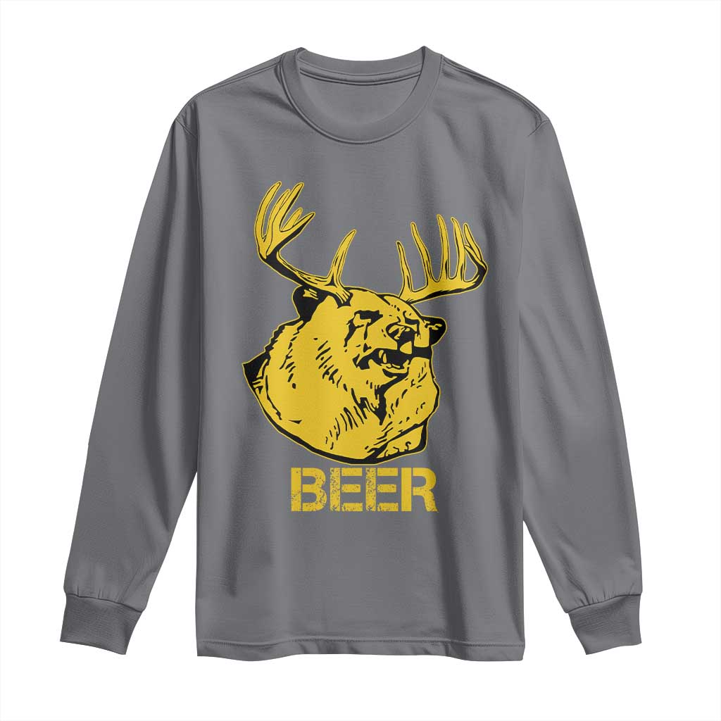 Funny Deer Hunting Long Sleeve Shirt Bear Plus Deer Equals Beer USA Hunter