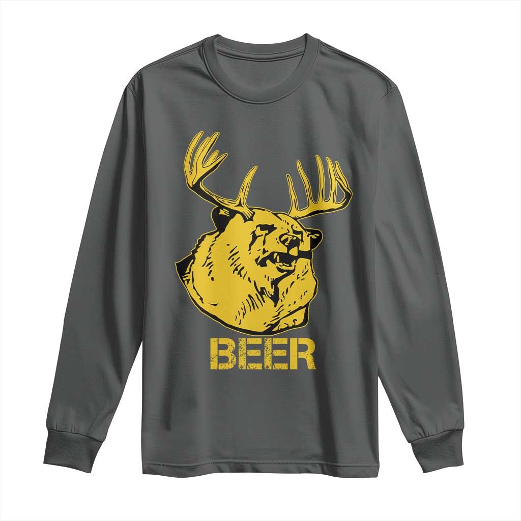 Funny Deer Hunting Long Sleeve Shirt Bear Plus Deer Equals Beer USA Hunter