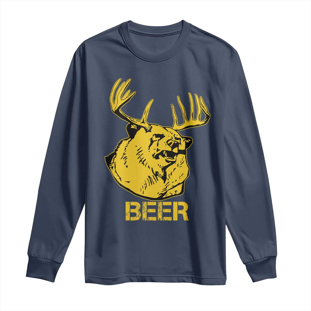 Funny Deer Hunting Long Sleeve Shirt Bear Plus Deer Equals Beer USA Hunter