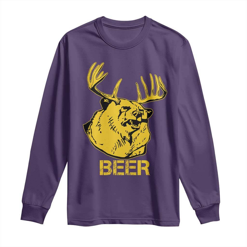 Funny Deer Hunting Long Sleeve Shirt Bear Plus Deer Equals Beer USA Hunter