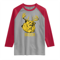Funny Deer Hunting Raglan Shirt Bear Plus Deer Equals Beer USA Hunter