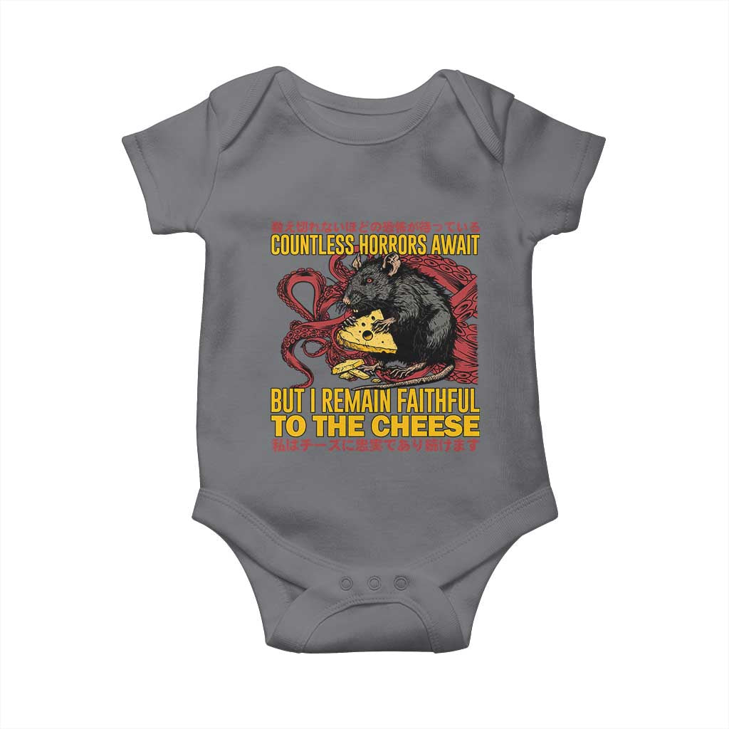 Funny Japanese Rat Lover Baby Onesie I Remain Faithful To The Cheese Retro Vintage Japan