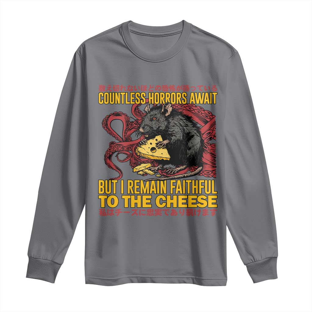 Funny Japanese Rat Lover Long Sleeve Shirt I Remain Faithful To The Cheese Retro Vintage Japan