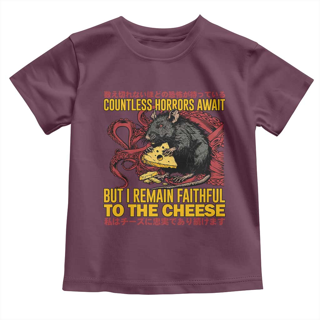 Funny Japanese Rat Lover Toddler T Shirt I Remain Faithful To The Cheese Retro Vintage Japan