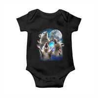 Funny Opossum Meme Baby Onesie Three Possum Screaming Under The Moon Weird Cursed Meme