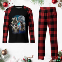Funny Opossum Meme Plaid Pajama Set Three Possum Screaming Under The Moon Weird Cursed Meme - Wonder Print Shop