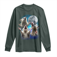 Funny Opossum Meme Long Sleeve Shirt Three Possum Screaming Under The Moon Weird Cursed Meme
