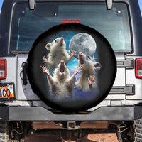 Funny Opossum Meme Spare Tire Cover Three Possum Screaming Under The Moon Weird Cursed Meme