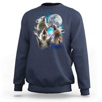 Funny Opossum Meme Sweatshirt Three Possum Screaming Under The Moon Weird Cursed Meme - Wonder Print Shop