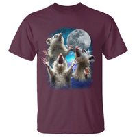 Funny Opossum Meme T Shirt Three Possum Screaming Under The Moon Weird Cursed Meme - Wonder Print Shop