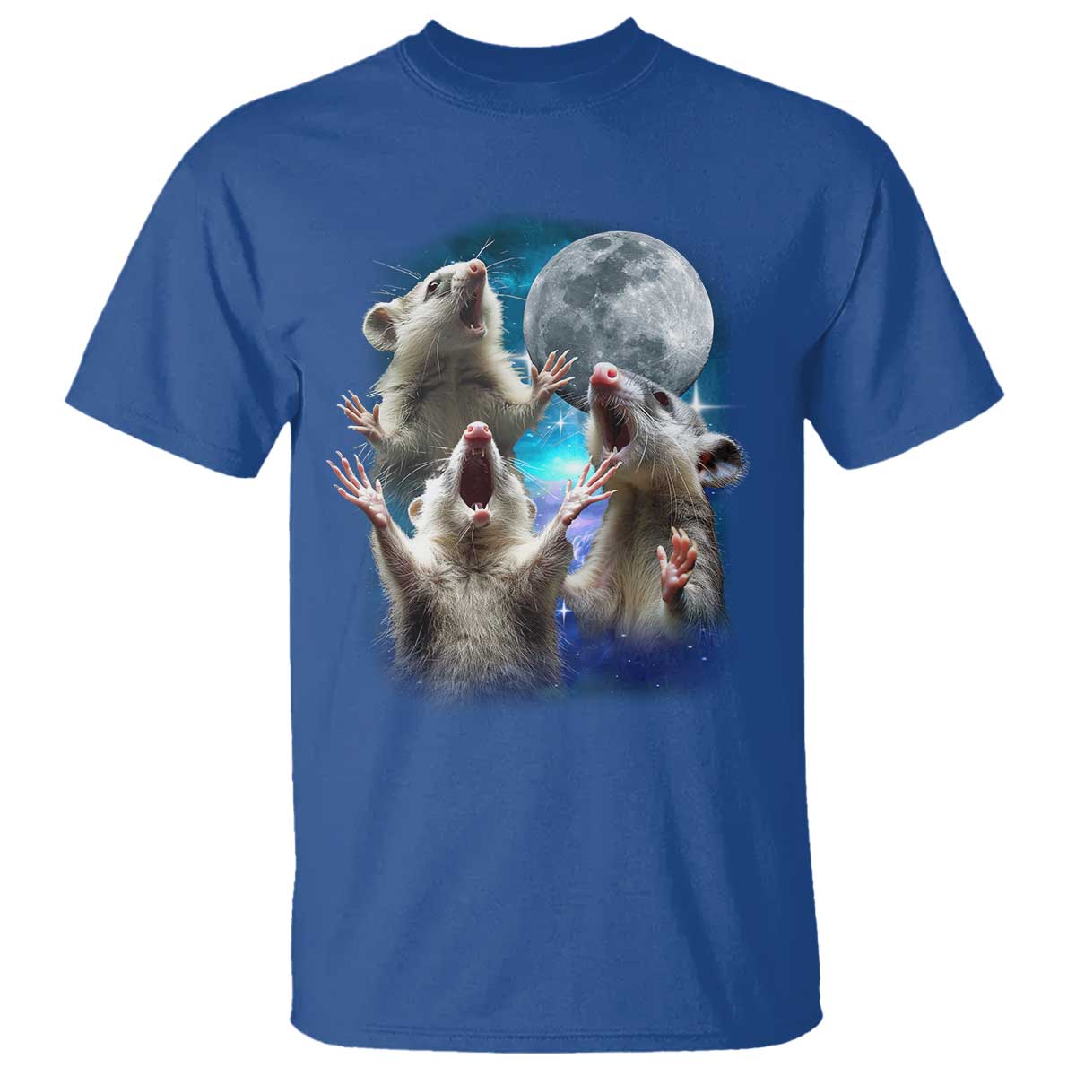 Funny Opossum Meme T Shirt Three Possum Screaming Under The Moon Weird Cursed Meme - Wonder Print Shop