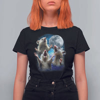 Funny Opossum Meme T Shirt For Women Three Possum Screaming Under The Moon Weird Cursed Meme - Wonder Print Shop