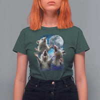 Funny Opossum Meme T Shirt For Women Three Possum Screaming Under The Moon Weird Cursed Meme - Wonder Print Shop