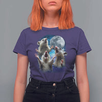 Funny Opossum Meme T Shirt For Women Three Possum Screaming Under The Moon Weird Cursed Meme - Wonder Print Shop