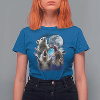 Funny Opossum Meme T Shirt For Women Three Possum Screaming Under The Moon Weird Cursed Meme - Wonder Print Shop