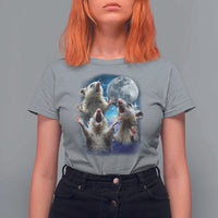 Funny Opossum Meme T Shirt For Women Three Possum Screaming Under The Moon Weird Cursed Meme - Wonder Print Shop