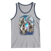 Funny Opossum Meme Tank Top Three Possum Screaming Under The Moon Weird Cursed Meme