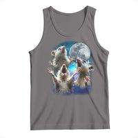 Funny Opossum Meme Tank Top Three Possum Screaming Under The Moon Weird Cursed Meme