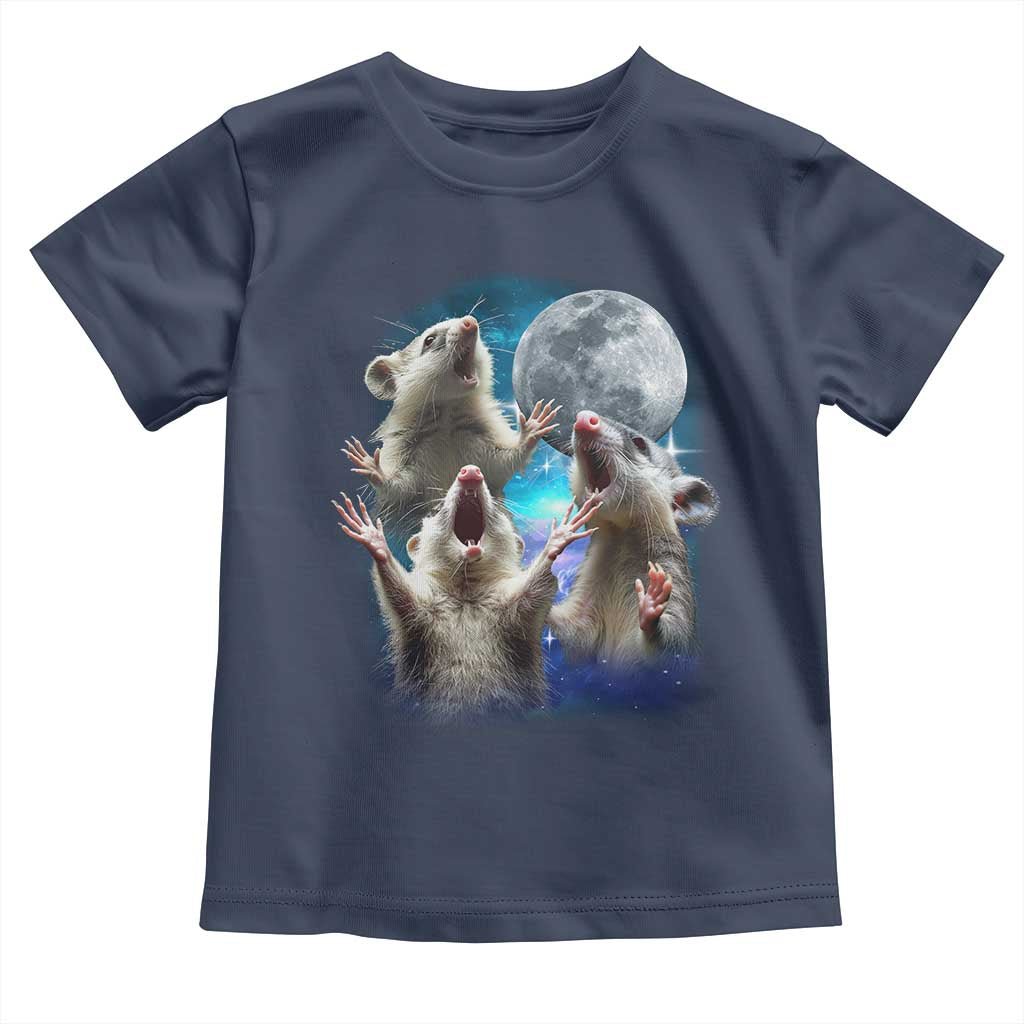 Funny Opossum Meme Toddler T Shirt Three Possum Screaming Under The Moon Weird Cursed Meme