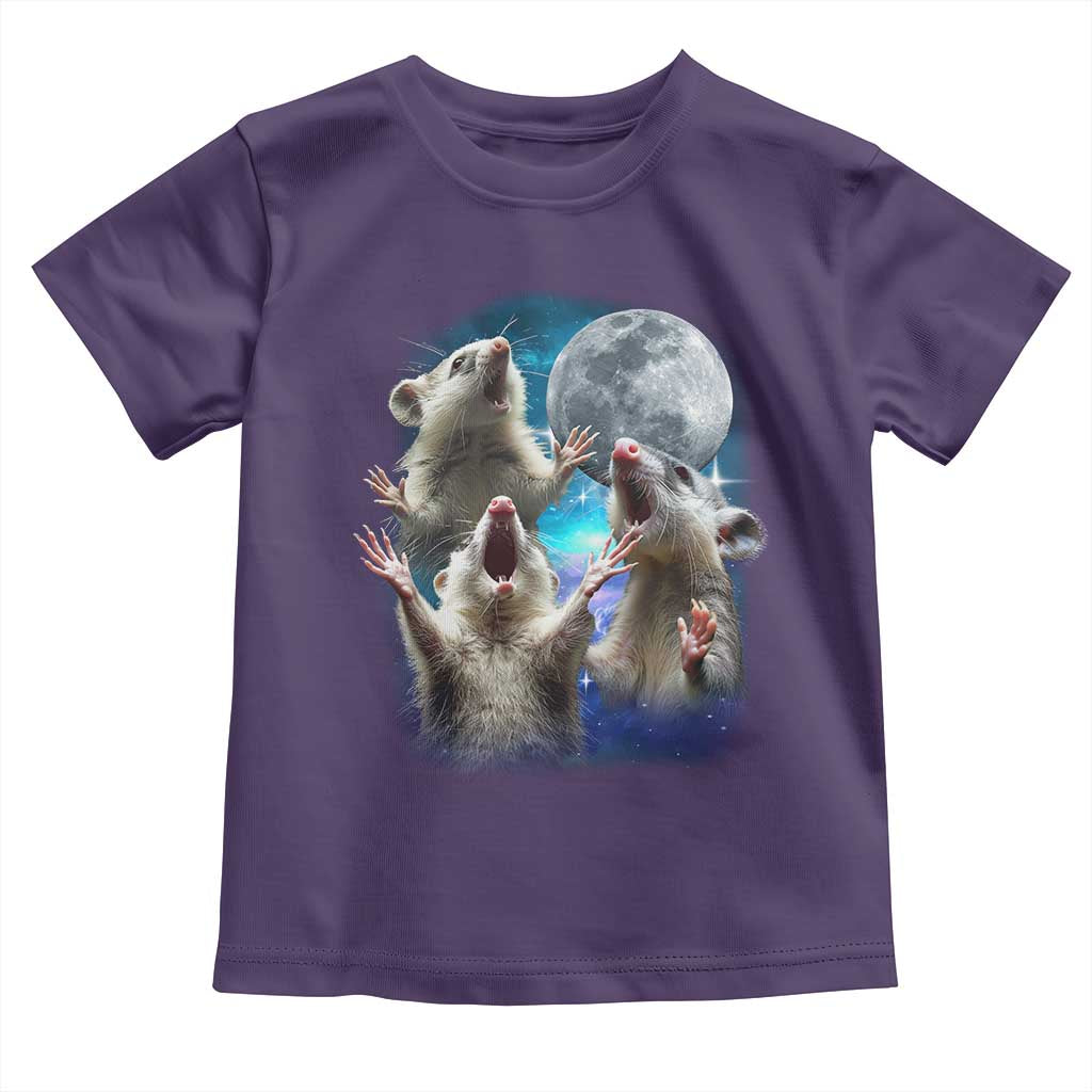 Funny Opossum Meme Toddler T Shirt Three Possum Screaming Under The Moon Weird Cursed Meme