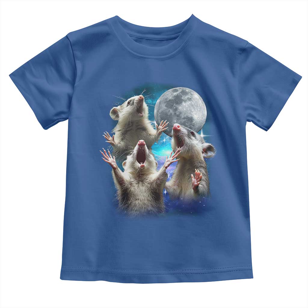 Funny Opossum Meme Toddler T Shirt Three Possum Screaming Under The Moon Weird Cursed Meme