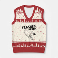 Funny Trashed Panda V-Neck Knit Sweater Vest Drunk Raccoon Meme Hot Mess - Wonder Print Shop