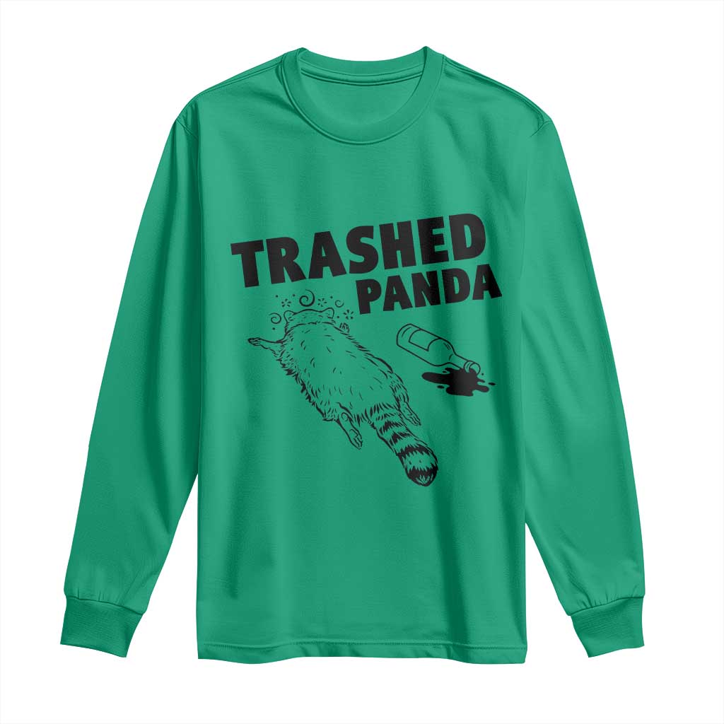 Funny Trashed Panda Long Sleeve Shirt Drunk Raccoon Meme Hot Mess - Wonder Print Shop