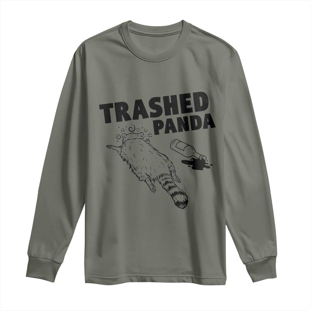 Funny Trashed Panda Long Sleeve Shirt Drunk Raccoon Meme Hot Mess - Wonder Print Shop