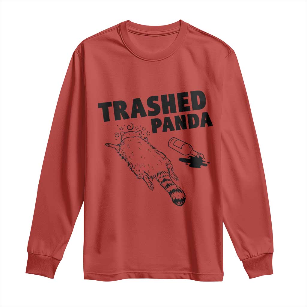 Funny Trashed Panda Long Sleeve Shirt Drunk Raccoon Meme Hot Mess - Wonder Print Shop