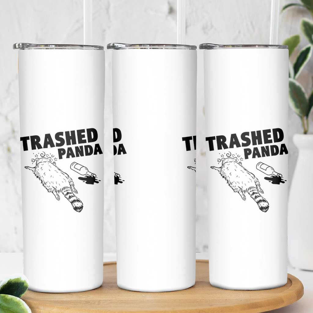 Funny Trashed Panda Skinny Tumbler Drunk Raccoon Meme Hot Mess - Wonder Print Shop